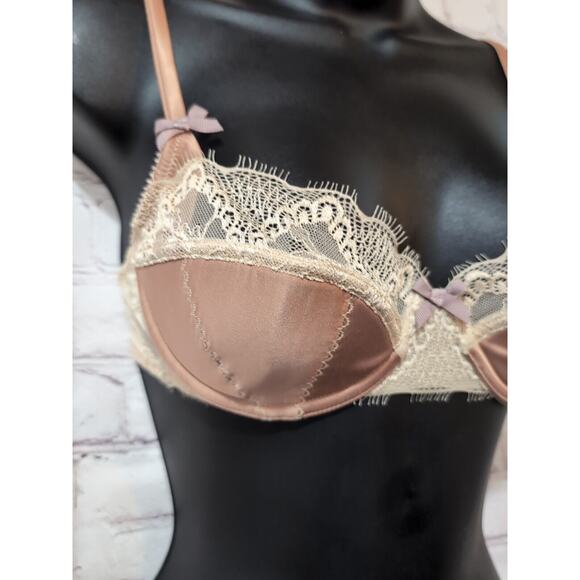 Fraulein Annie Cinnamon Lace And Satin Shelf Bra NWOT 34B Underwire - Picture 3 of 13